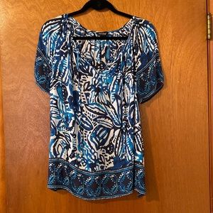 Lucky Brand Flower print short sleeve a blouse. Size Large